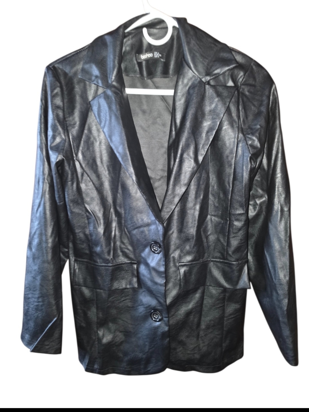 4/8/184. Boohoo Womens Black Faux Leather Blazer Jacket